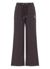 Casablanca Wide-leg Cotton Trousers With Embroidered Motif In Brown