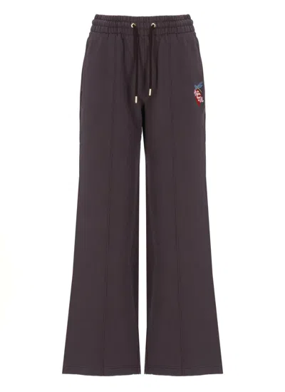 CASABLANCA WIDE-LEG COTTON TROUSERS WITH EMBROIDERED MOTIF
