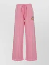 Casablanca Relaxed Wide-leg Cotton Pants With Embroidered Patches In Pink