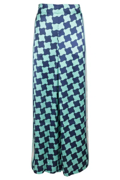 CASABLANCA WIDE-LEG TROUSERS IN LIGHT GREEN SILK