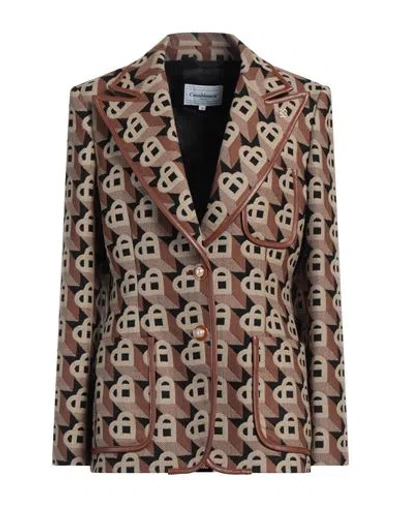 Casablanca Woman Blazer Brown Size 4 Virgin Wool, Polyamide