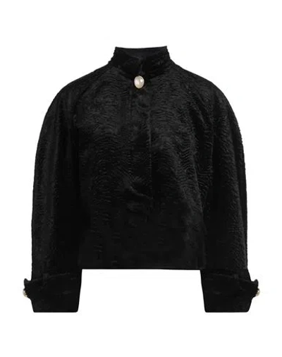 Casablanca Woman Jacket Black Size 6 Virgin Wool, Cotton, Elastane