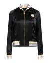 Casablanca Rainbow Heart Silk Bomber Jacket In Black