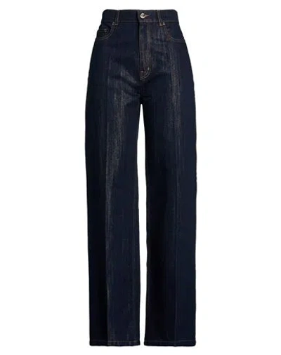 Casablanca Woman Jeans Blue Size 32 Cotton, Rayon, Metallic Fiber