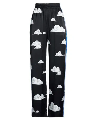 Casablanca Woman Pants Black Size 8 Silk In Animal Print