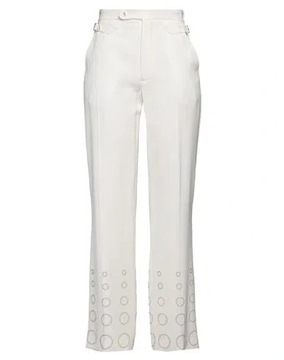 Casablanca Woman Pants Cream Size 12 Viscose, Silk, Glass In White
