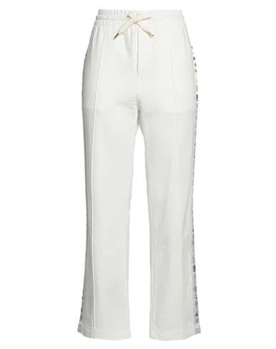 Casablanca Woman Pants White Size L Organic Cotton, Metallic Fiber