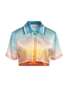 Casablanca Gradient Monogram Silk Cropped Top In Orange