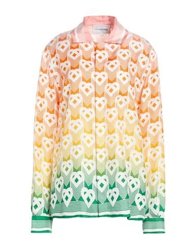 Casablanca Woman Shirt Orange Size M Silk In Multi