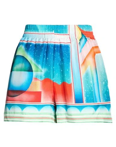 Casablanca Woman Shorts & Bermuda Shorts Blue Size 8 Silk In Multi