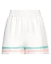 Casablanca Stripe-detail Silk Shorts In White