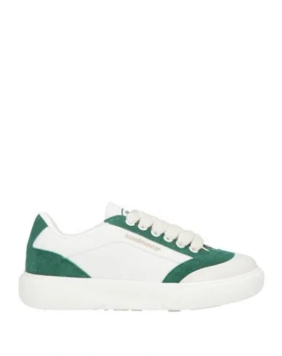 Casablanca Woman Sneakers Green Size 5 Leather, Textile Fibers In White
