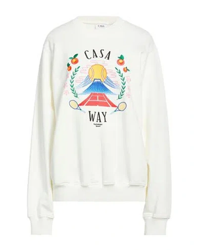 Casablanca Woman Sweatshirt White Size S Organic Cotton In Multi