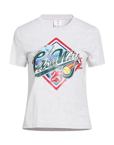 Casablanca Woman T-shirt Grey Size S Organic Cotton In White