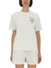 Casablanca Crew Neck Cotton T-shirt With Graphic Print In White