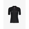 Casablanca Womens Black Brand-patch Ribbed Cotton-blend Top In Black