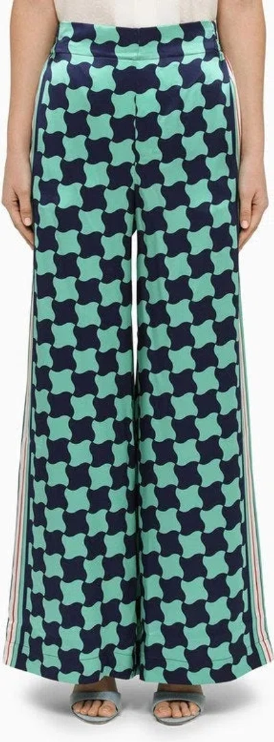 CASABLANCA WOMEN'S BLUE/LIGHT BLUE PALAZZO TROUSERS