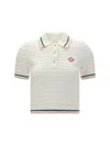 Casablanca Textured Cotton Polo Shirt With Contrast Collar In White