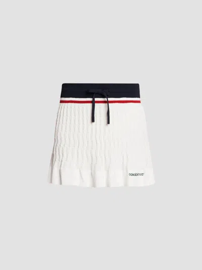 Casablanca Women's Cable-knit Drawstring Miniskirt In White Navy