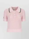 Casablanca Cotton Mouliné Polo Shirt In Pink