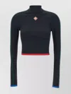 Casablanca Stripe Long-sleeve Cropped Activewear Top