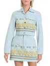 Casablanca Women's Embroidered Denim Cropped Jacket In Indigo