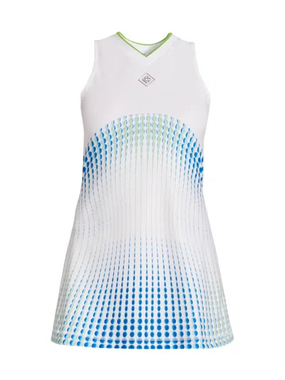 Casablanca Gradient Racerback Sleeveless Dress V Neckline In White