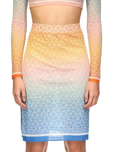 Casablanca Midi Skirt In Geometric Pattern In Multicolour