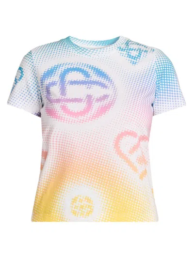 Casablanca Organic Cotton Half-tone Logo T-shirt For Women In Multi