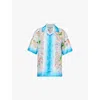 Casablanca Printed Button-front Shirt With Cuban Collar In Le Plongeon
