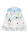 Casablanca Women Long-sleeved Graphic Print T-shirt In Blue