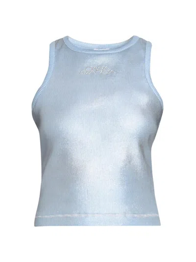 Casablanca Ribbed Plated Tank Top In Blue