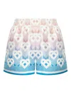 Casablanca Women Gradient Heart Monogram Silk Shorts In Blue