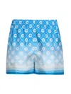 Casablanca Light Blue Monogram Gradient-effect Drawstring Silk Shorts In Blue
