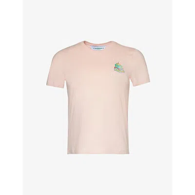 Casablanca Womens Pale Pink Memphis Brand-print Organic Cotton-jersey T-shirt