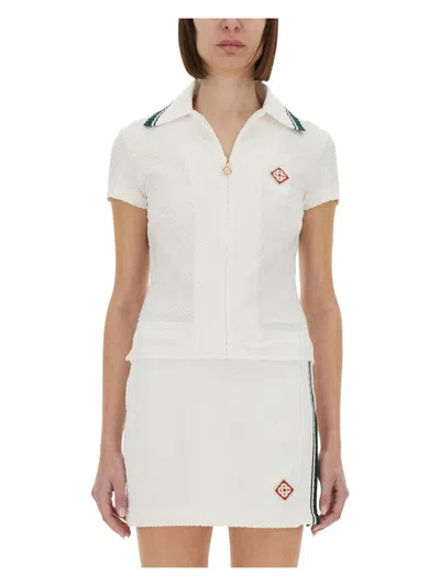 CASABLANCA WOMEN'S RIBBED COLLAR SHIRT