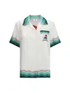 Casablanca White Montagne Ondulee Silk Short Sleeve Shirt In White