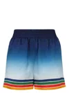 Casablanca Degrade Printed Silk Jacquard Pull-on Shorts In Blue