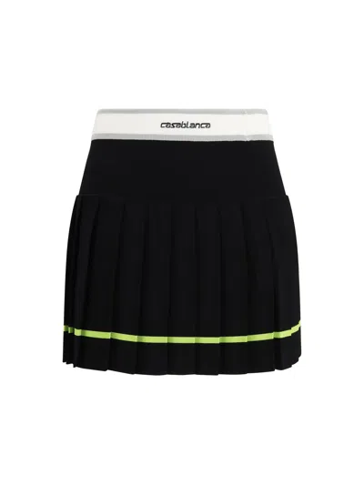 Casablanca Women Striped Pleated Skirt In Black