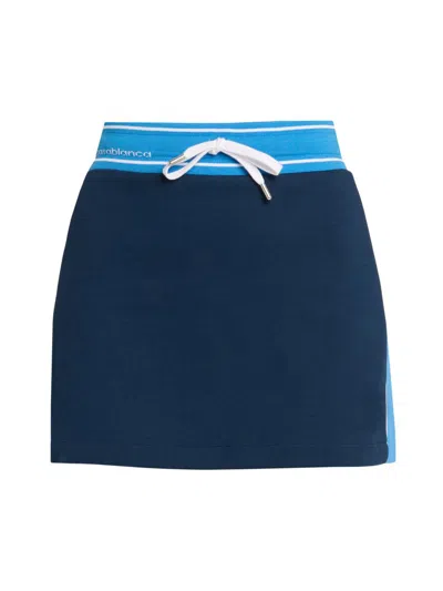 Casablanca Women's Striped Stretch-cotton Miniskirt In Blue