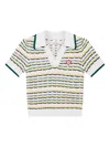 Casablanca Contrasting Ribbed Hem Short Sleeves V-neck In Multi