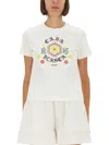 Casablanca Graphic Print Crew Neck Short Sleeve Top In White
