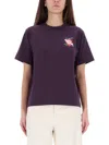 Casablanca Cropped Dragonfly Floral T-shirt With Logo Detail In Purple