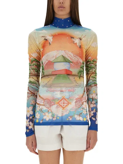 Casablanca Women "tennis Club" Mesh Top In Multi