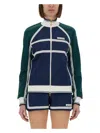 Casablanca Women's Track Mesh Tape Jacket | Size Small | Wps25jtp309 Color 01navy Color Green In Multicolour