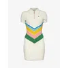 Casablanca Womens White Chevron-intarsia Short-sleeve Cotton-blend Mini Dress In White