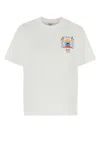 Casablanca Crew Neck Cotton T-shirt With Graphic Print In White
