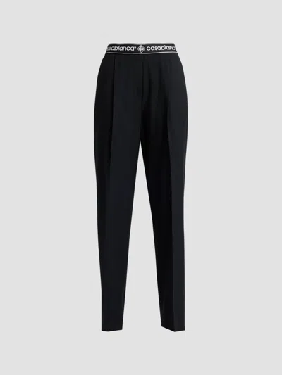 Casablanca Women's Wool Relaxed Trousers In Black