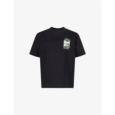 Casablanca Womens Black La Short-sleeve Cotton T-shirt