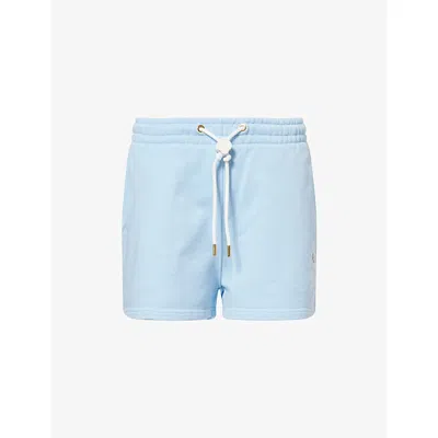 Casablanca Womens Blue Beauty Embroidered-branding Cotton-jersey Sweat Shorts Xs